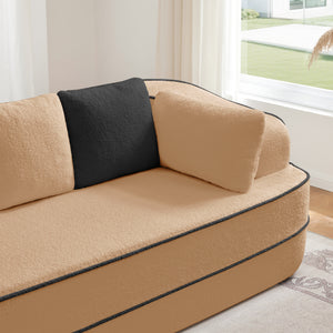 Elysees Right Chaise Sofa W/Pillows Teddy Fabric -Camel