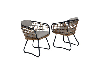 7-Piece Outdoor Wicker Dining Set with Wood-Plastic Composite Board Table