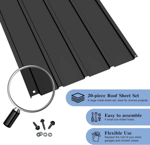 20 PCS Metal Roofing Panels, Galvanized Steel, Waterproof, Heavy Duty