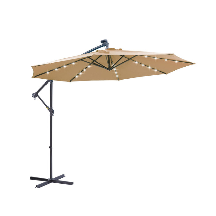 BEI YOU 10 ft Cantilever Patio Umbrella with 32 LED Lights