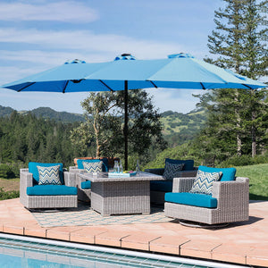 BEI YOU Double-Sided Outdoor Market Umbrella with Integrated Lights and Base - view 7