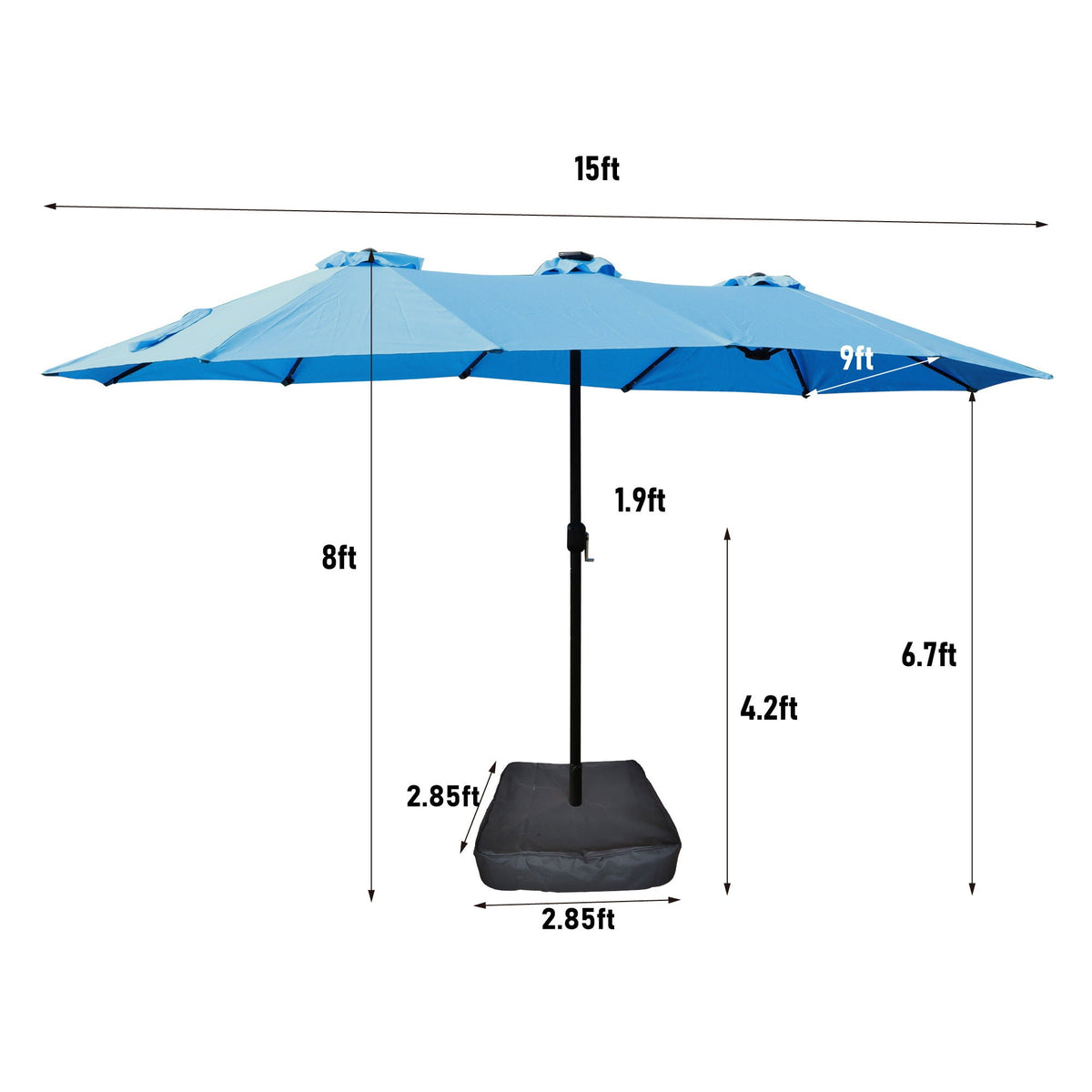 BEI YOU Double-Sided Outdoor Market Umbrella with Integrated Lights and Base - view 9