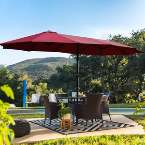 BEI YOU Double-Sided Outdoor Market Umbrella with Integrated Lights and Base - view 2