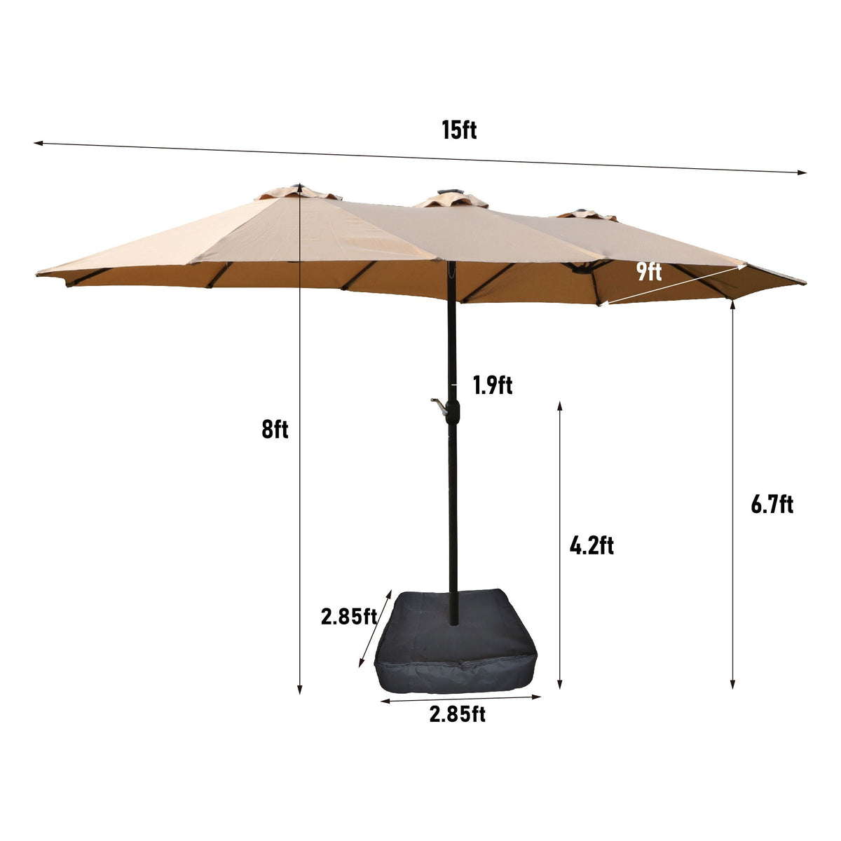 BEI YOU Double-Sided Outdoor Market Umbrella with Integrated Lights and Base - view 6