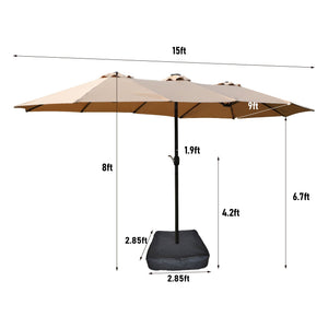 BEI YOU Double-Sided Outdoor Market Umbrella with Integrated Lights and Base - view 6