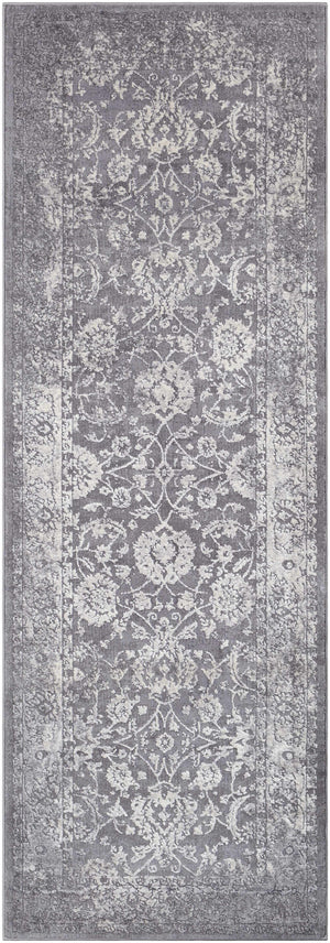 Benavides Gray Updated Traditional Tibetan Rug
