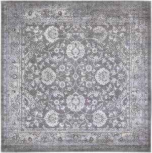 Benavides Gray Updated Traditional Tibetan Rug