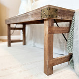 Vintage-Inspired Reclaimed Wood Folding Bench