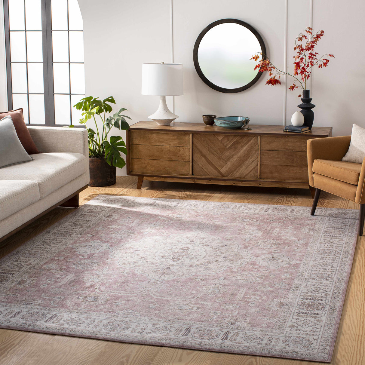 Bergman Distressed Red Area Rug