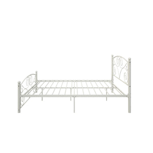 Full Size Unique Flower Sturdy System Metal Bed Frame with Headboard