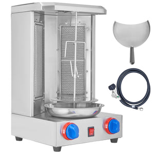 Shawarma Grill Machine, 13 lbs Capacity, 2 Burners Gas Vertical Broiler