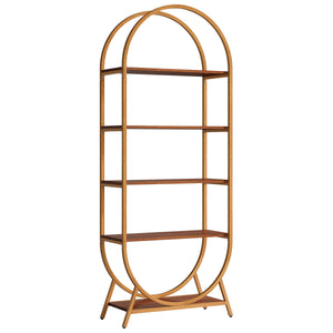 Arched 5 Tier Open Bookshelf For Office - Brown
