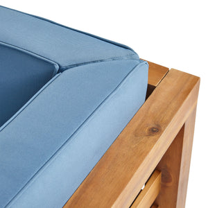Outdoor Acacia Wood Patio Chair With Fabric Cushion