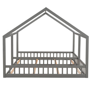 House Platform Beds, 2 Shared Beds, Metal Frame With Guardrails