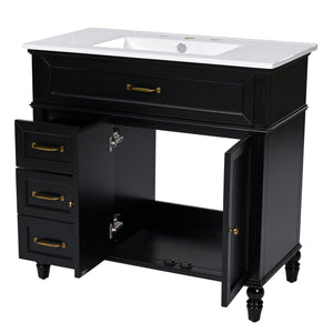 Bathroom Vanity With Sink, Freestanding Cabinet & Drawers