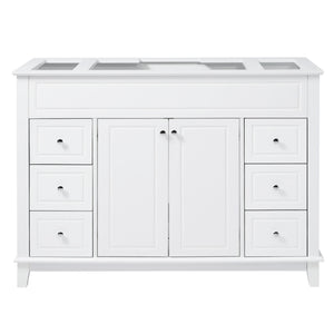 Bathroom Vanity Cabinet Only, 6 Soft Close Drawers & Double Doors With 2 Tier Shelves - White