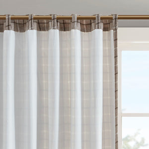 Plaid Rod Pocket and Back Tab Curtain Panel with Fleece Lining
