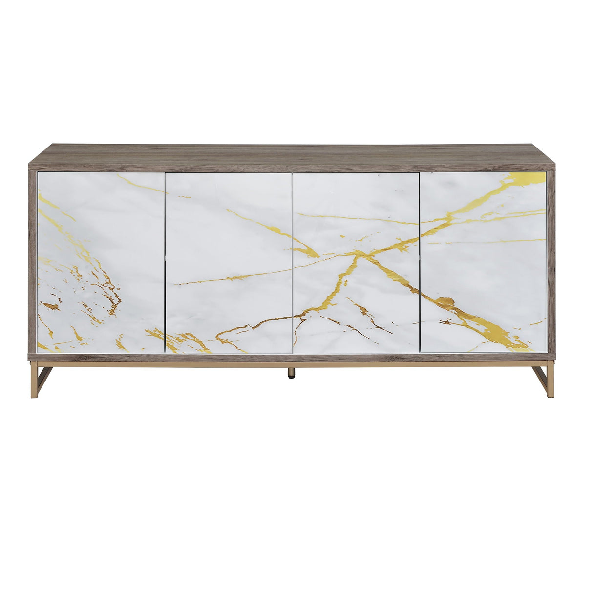 Paavan - Console Cabinet - White / ChampagneChampagne - Best Buy Furniture