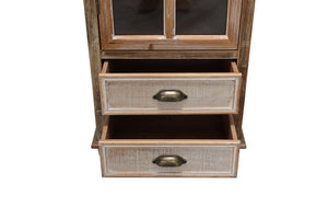 Rustic Wooden Storage Cabinet with Decorative Cutout Door