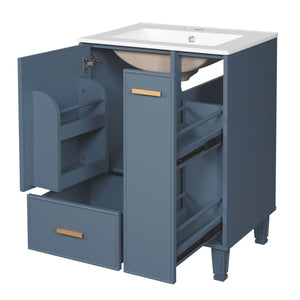 Bathroom Vanity With Sink, Deep Drawer, Door Shelf, 2 Tier Basket