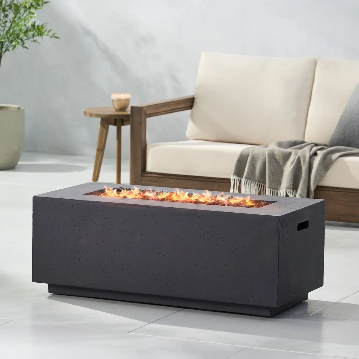 Contemporary Outdoor 40,000 Btu Propane Fire Pit - Best Buy Furniture