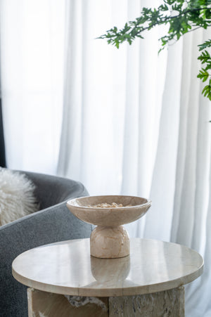 7x7x4" Round Marble Pedestal Fruit Bowl