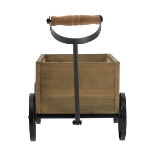 16.5x9.5x8" Rustic Wooden Wagon Planter with Flower Market Sign