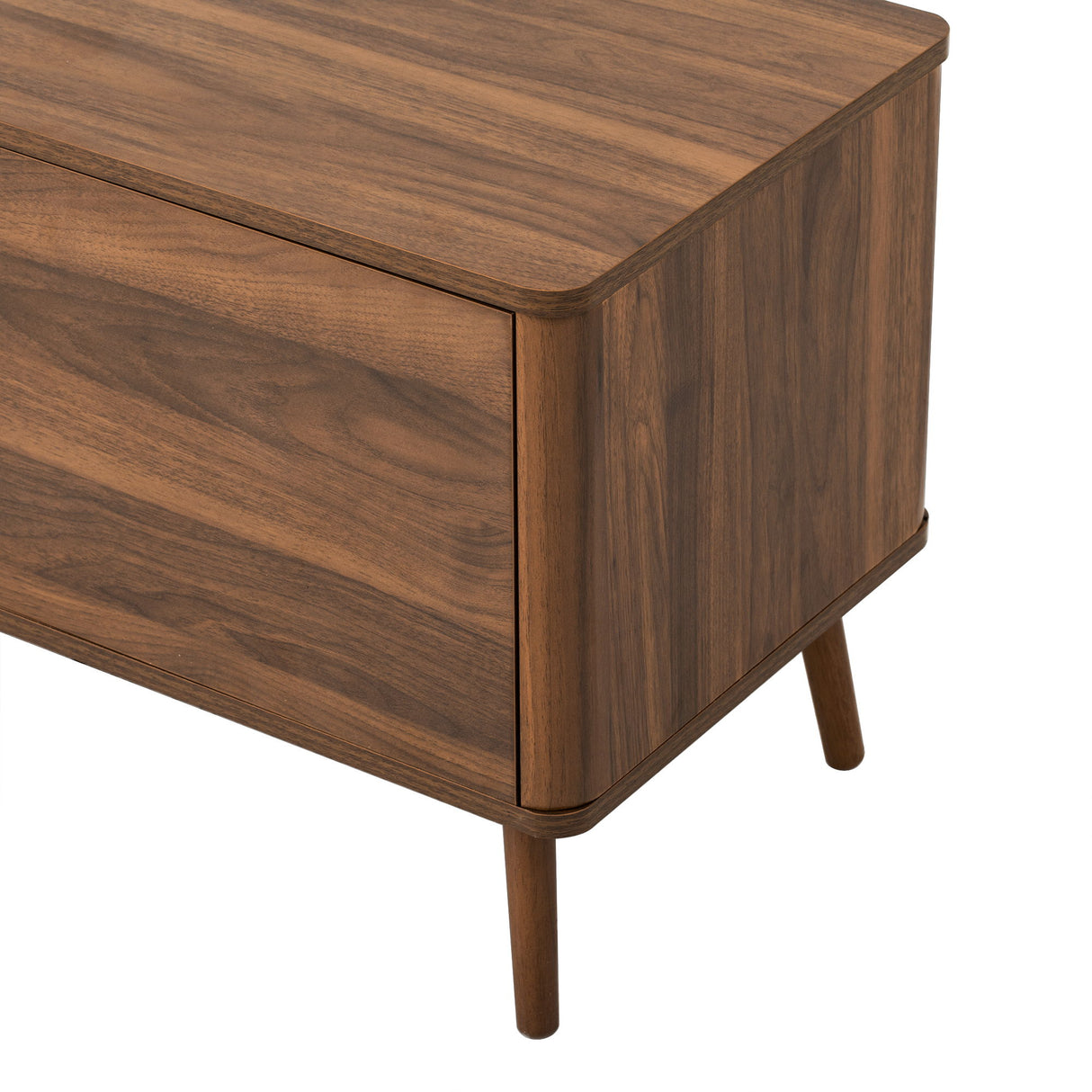TV Stand For TVs Up To 85" With Soft-Close Doors, Open Shelf, Cable Management - Walnut