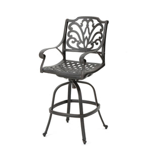 Outdoor Cast Aluminum Swivel Bar Stool With Scrolled Arms - Bronze - Best Buy Furniture