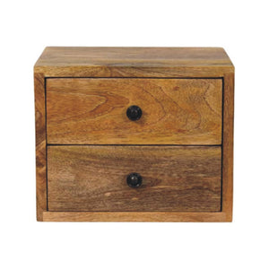 Solid Wood Solis Wall-Mounted Nightstand, 2-Drawers, Oak-ish