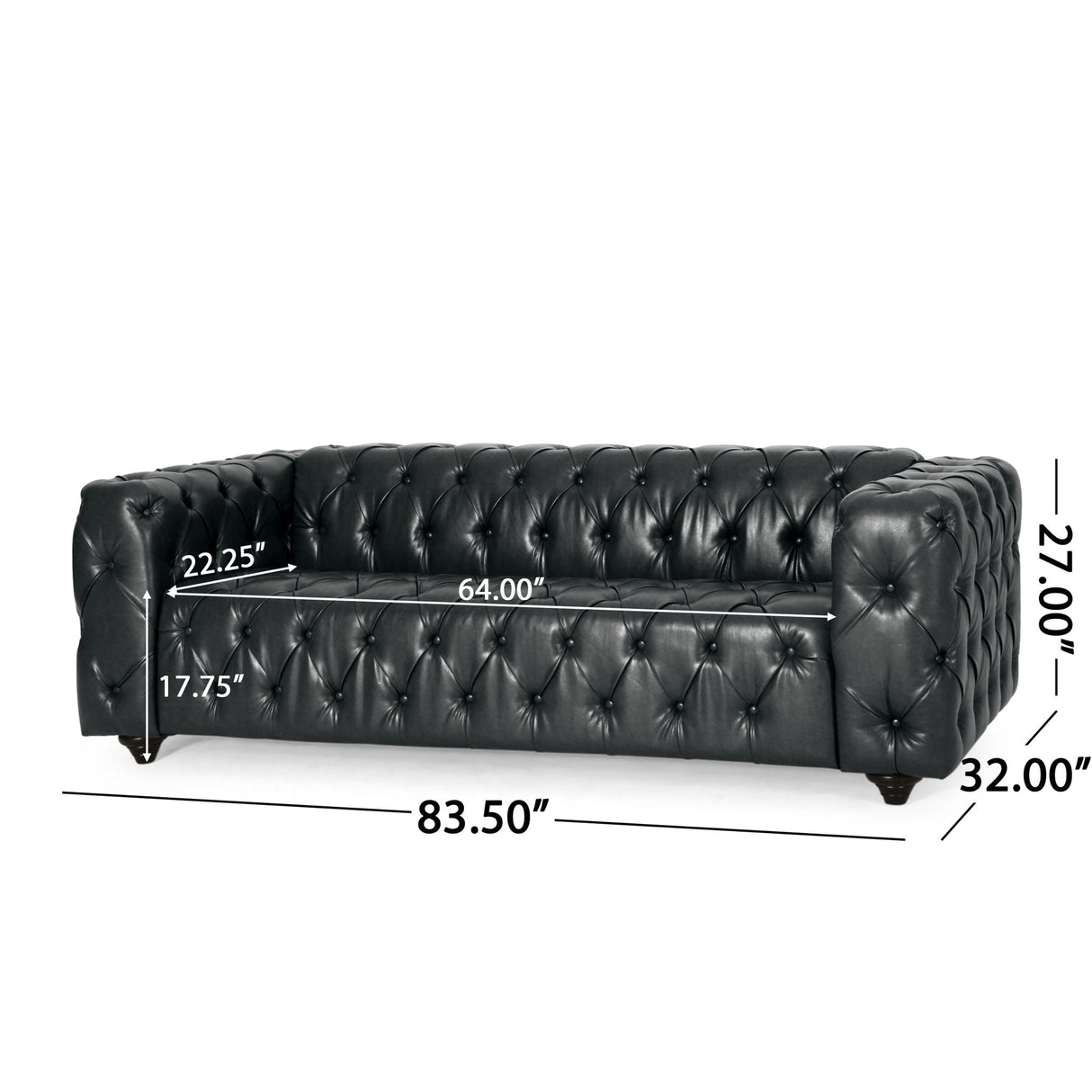 Comfy 3 Seat Sofa & Wooden Legs, For Living Room And Study - Black - Best Buy Furniture