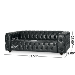 Comfy 3 Seat Sofa & Wooden Legs, For Living Room And Study - Black - Best Buy Furniture