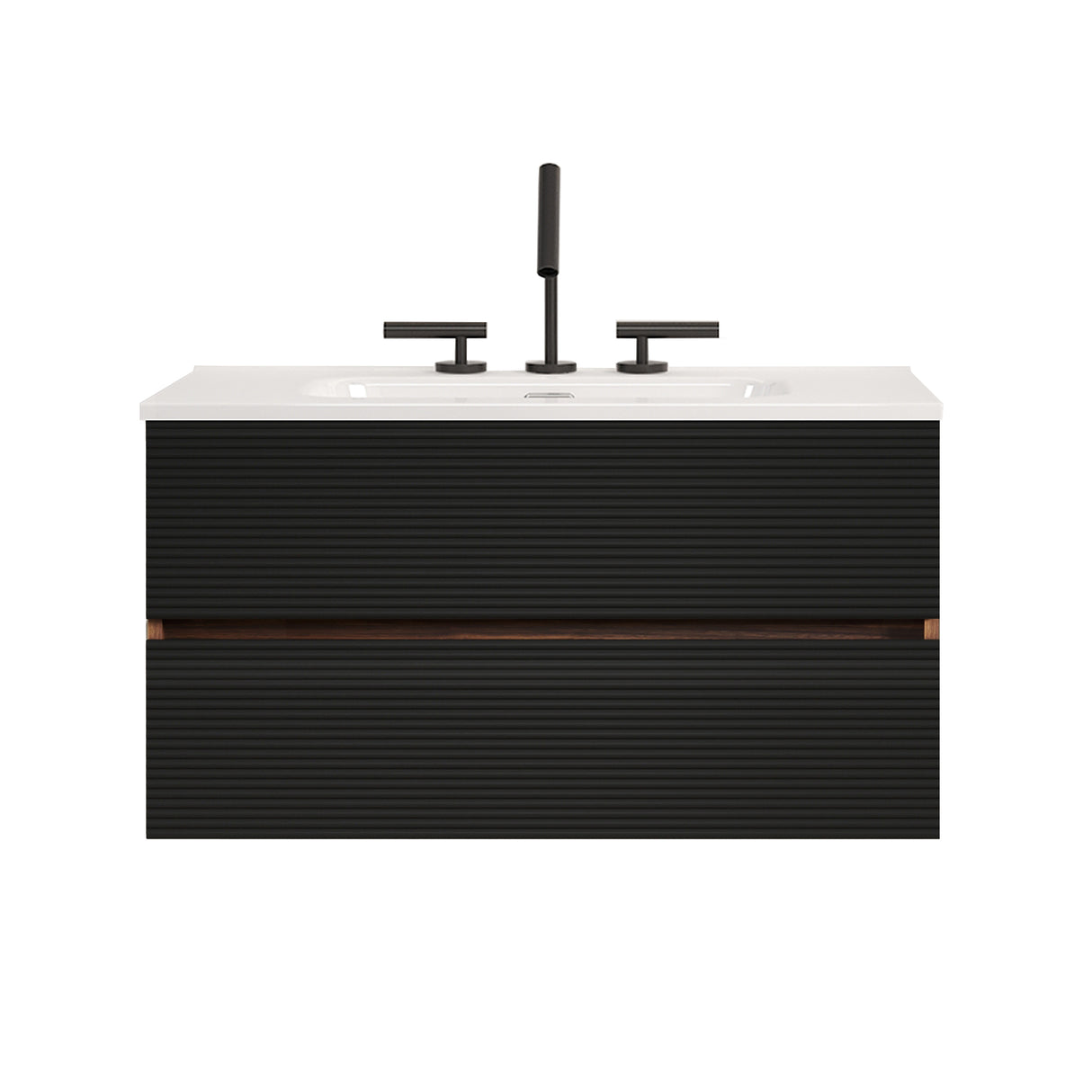 Gloria 36" Wall Mounted Soft Black Bathroom Vanity