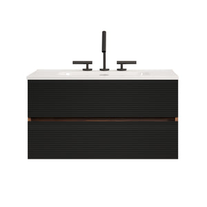 Gloria 36" Wall Mounted Soft Black Bathroom Vanity