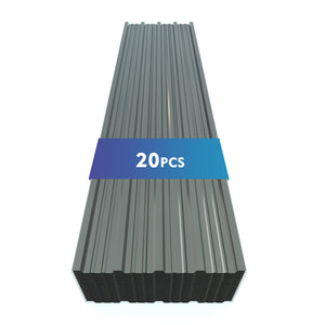 Corrugated Galvanized Metal Roofing Panels, 72.9 x 18.9 Inches, Light Gray, Set of 20