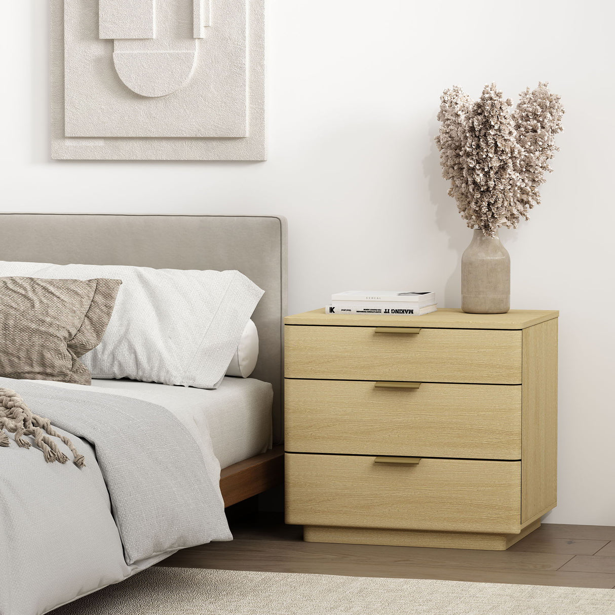 Payton - Nightstand With 3 Drawers - Oak
