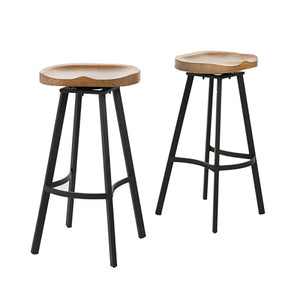 Pinewood Swivel Barstool with Iron Legs (Set of 2)