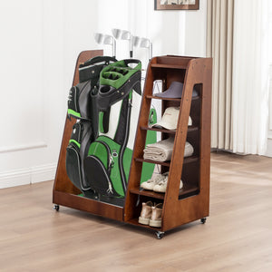 Premium Wooden Golf Bag Organizer for Garage