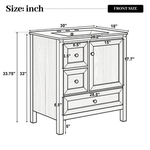 Modern Bathroom Vanity With Sink, Soft Close Drawers & Door, Storage Rack