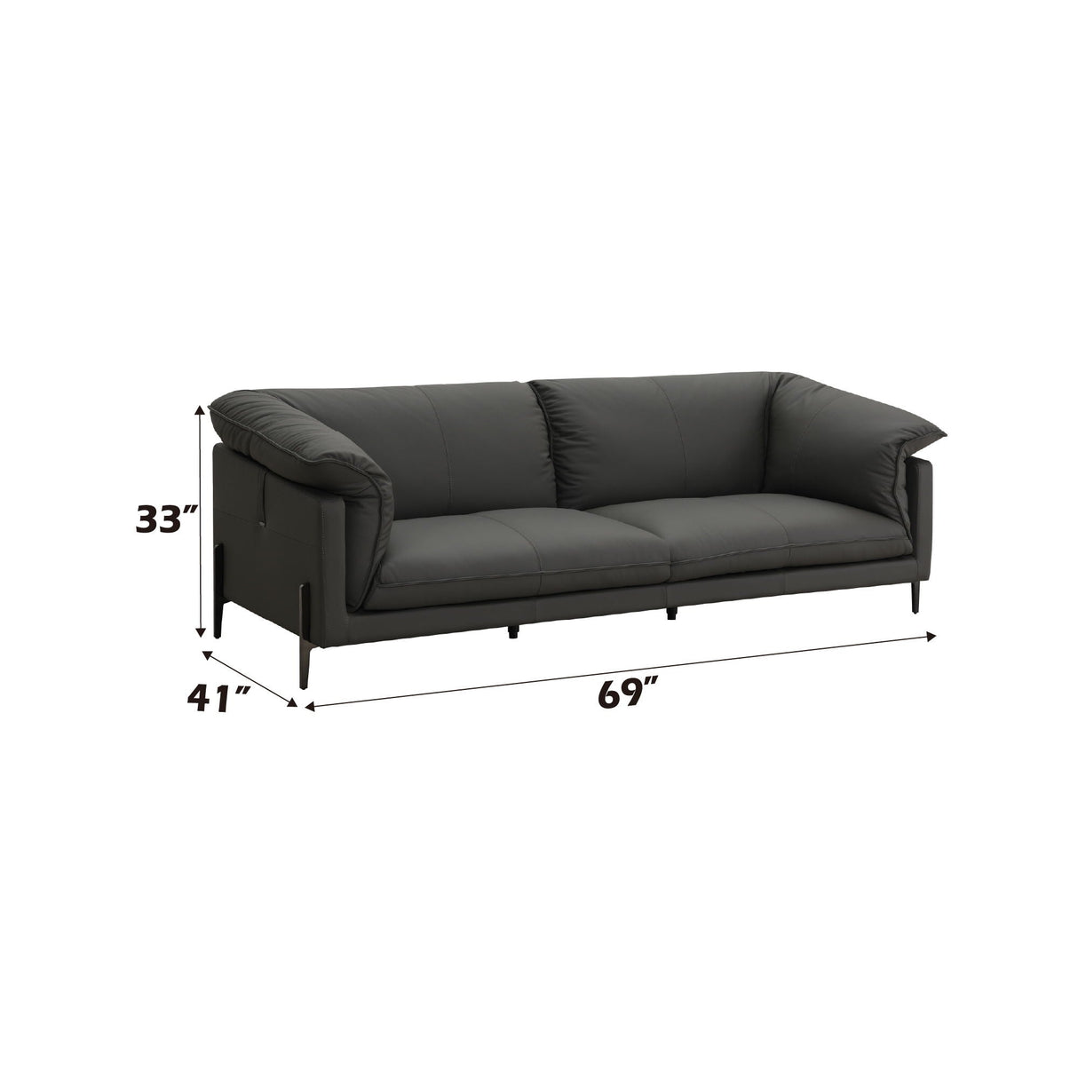 Tadi - Top Grain Leather Loveseat - Black - Best Buy Furniture