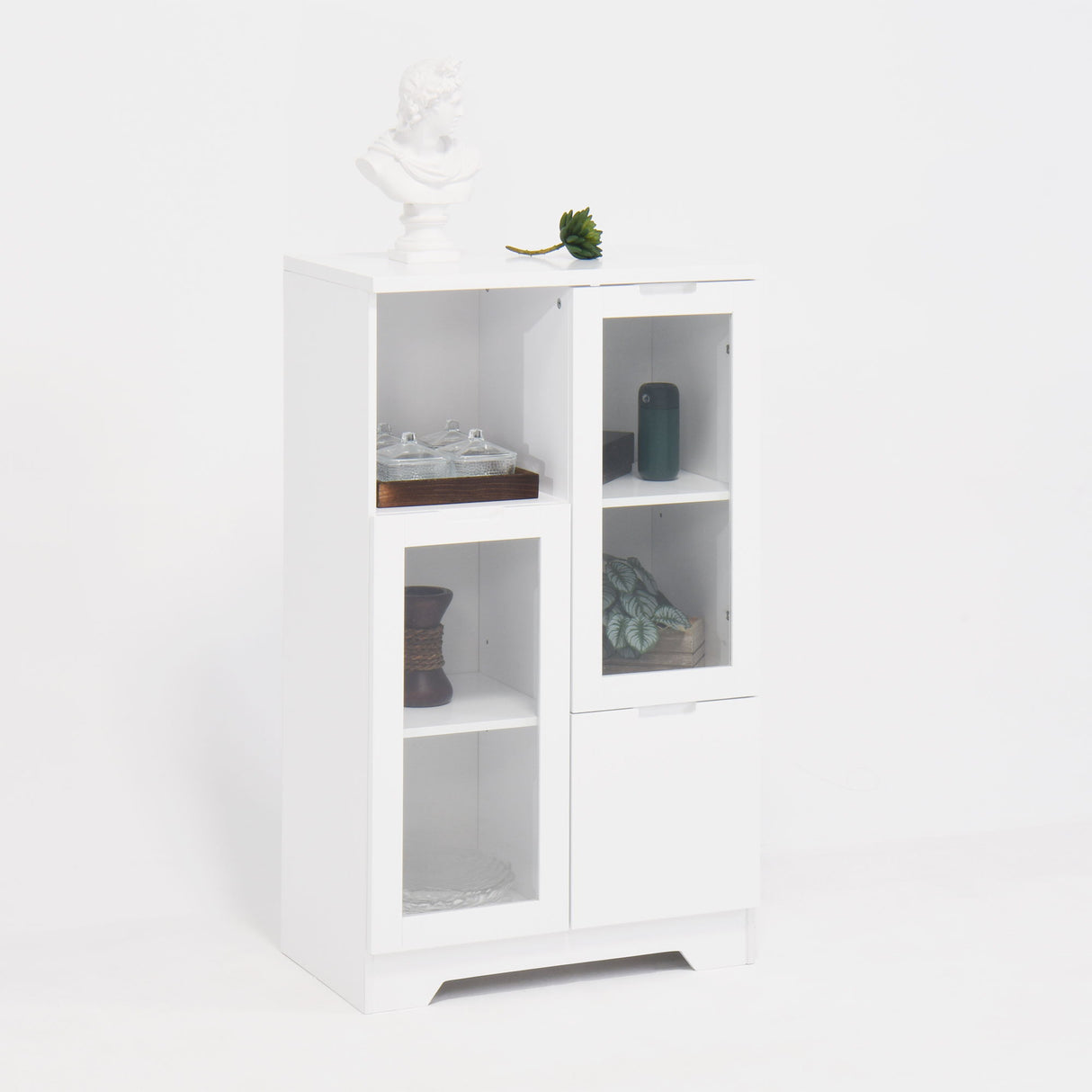 Modern Cabinet With Glass Doors And Drawer