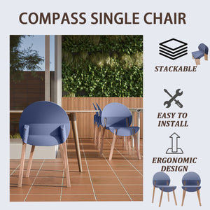 4 Piece Set Of Single Chairs, Traditional Elements With Round Table