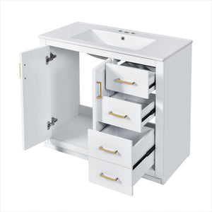 Bathroom Vanity With Sink Combo, Storage Cabinet, Freestanding Set With 3 Drawers & Soft Closing Doors