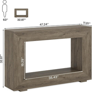 Narrow Entryway Storage Console Table With Open Shelf