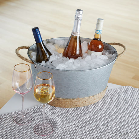 Jute Rope Wrapped Galvanized Tub Ice Bucket