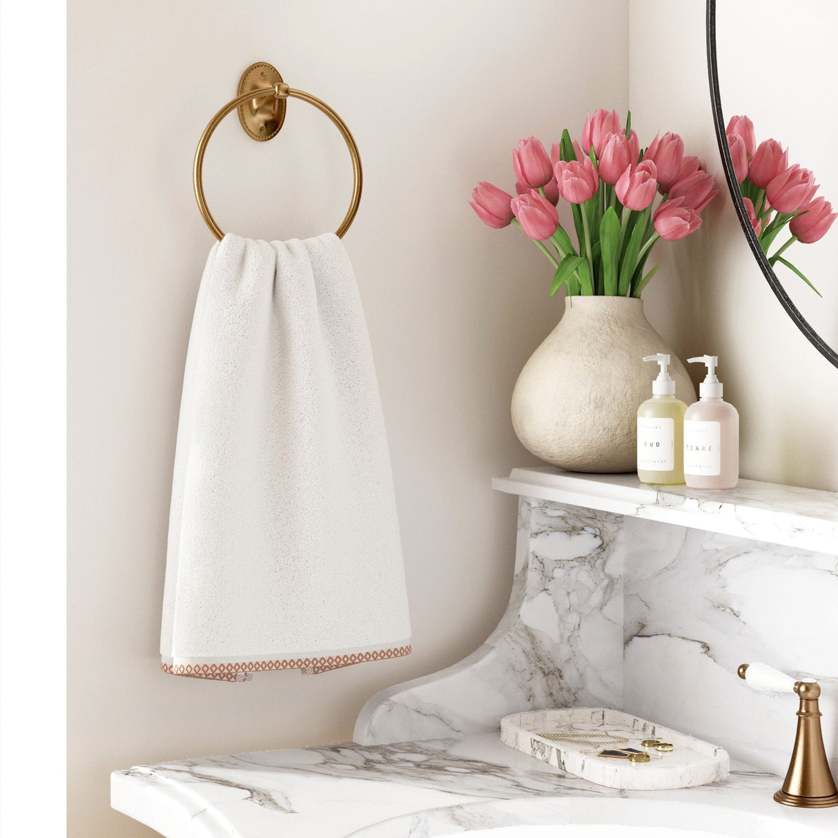 Cotton Border-Stitched 6-Piece Towel Set - Valery Collection