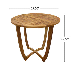 Outdoor Round Acacia Wood Accent Table - 27.5" Teak