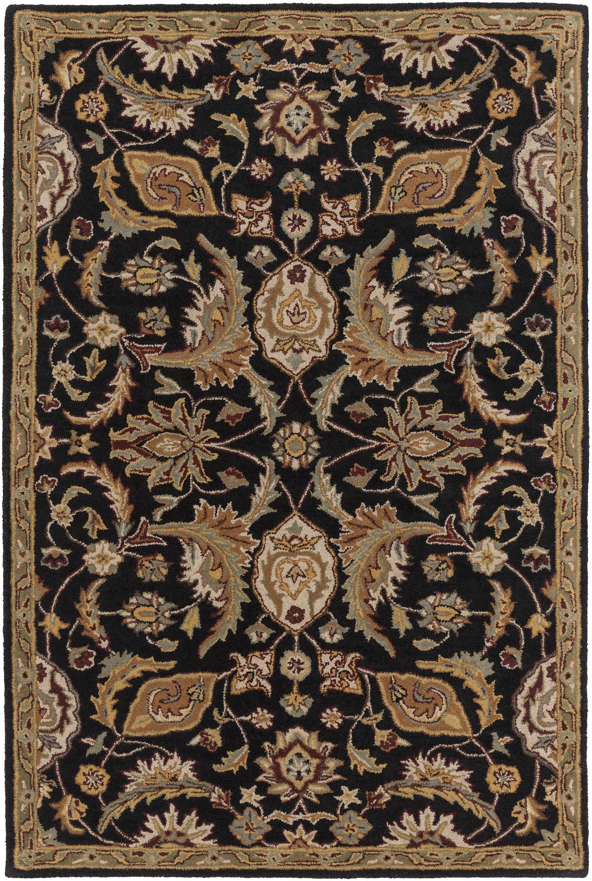 Blomkest Black&Yellow Traditional Wool Carpet