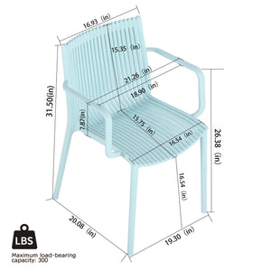 Blue Vanilla 4 Modern Stackable Plastic Armchair Matched With Folding Square Table - view 3