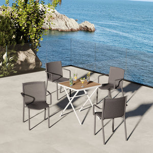 Blue Vanilla 4 Modern Stackable Plastic Armchair Matched With Folding Square Table - view 5